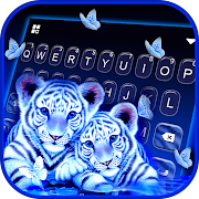 Neon Tiger Cubs Keyboard Background