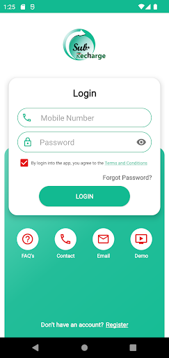Android application Sub Recharge screenshort
