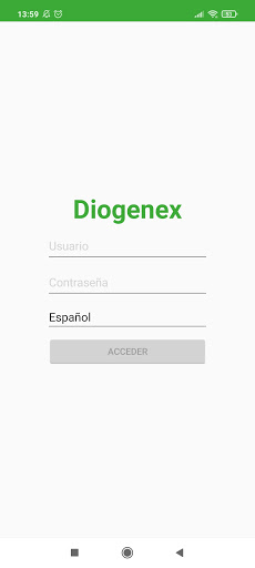 Android application Área de conductores DIOGENEX screenshort
