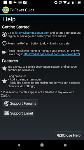 TV Faves Guide Screen 3