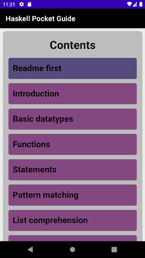 Android application Haskell Pocket Guide screenshort