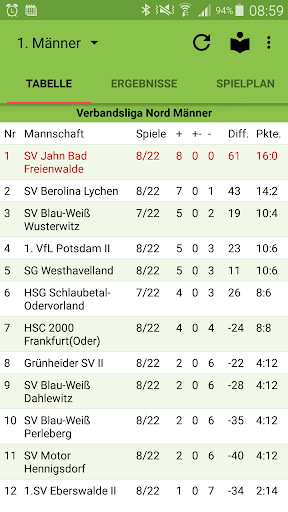 Android application SV Jahn Bad Freienwalde Handba screenshort