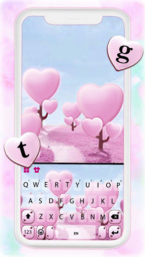 Android application Pink Heart Tree Keyboard Backg screenshort