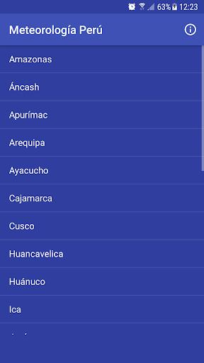 Android application Meteorología Perú screenshort
