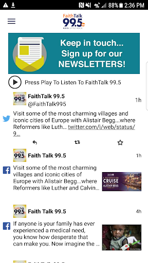 Android application FaithTalk 99.5 screenshort