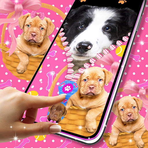 Android application Cute puppy zipper lock screen screenshort