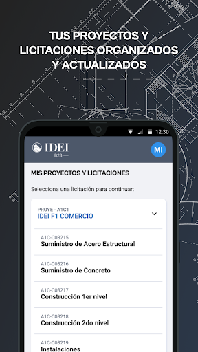 Android application IDEI Proveedores screenshort