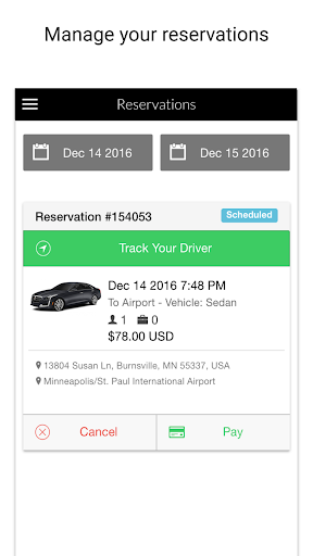 Android application Route 22 Limousine screenshort