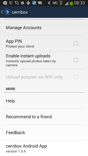 Android application CERNBox screenshort