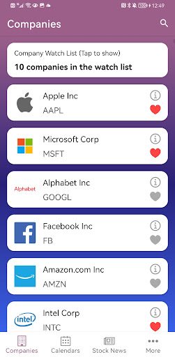 Android application Finance Go: Earnings & Stocks screenshort