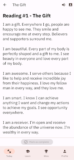 The Gift: The Self-Worth App Screen 2
