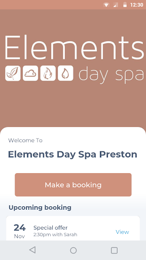 Android application Elements Day Spa Preston screenshort