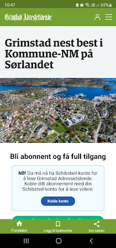 Android application Grimstad Adressetidende screenshort