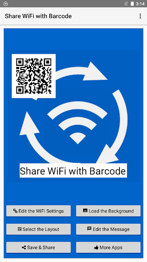 Android application Share WiFi with Barcode screenshort