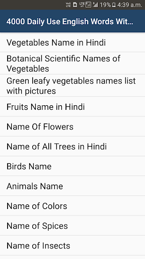 Android application Daily Use English Words With H screenshort