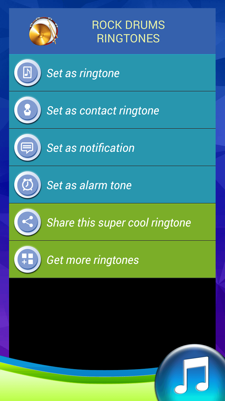 Android application Rock Drums Ringtones screenshort