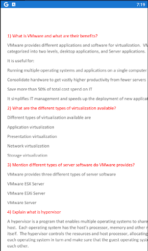 VMware interview Questions Screen 3