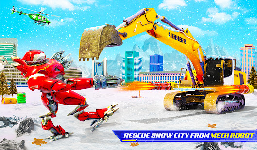 Snow Excavator Robot Deer Robot Car Game apkpoly screenshots 5