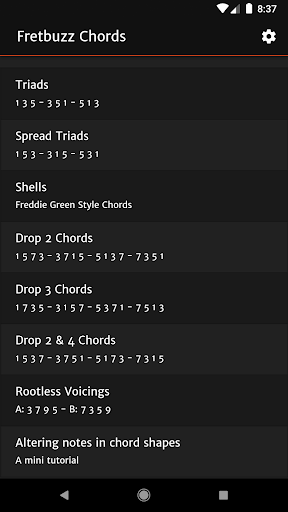 Android application FretBuzz Chords screenshort