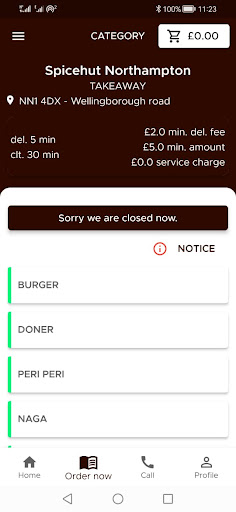 Android application Spicehut Northampton screenshort