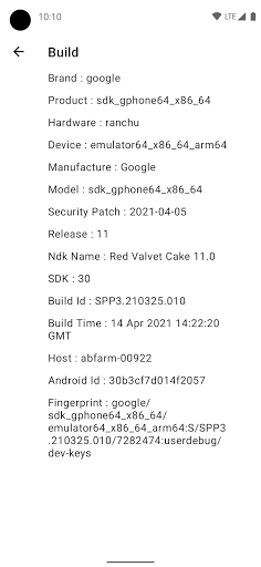 Screenshot of Device Info