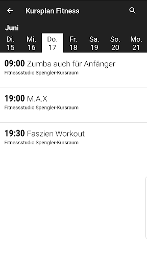 Android application Fitnessstudio Spengler screenshort