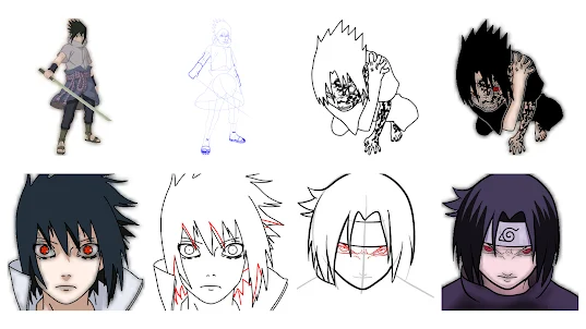Como desenhar Sasuke Uchiha