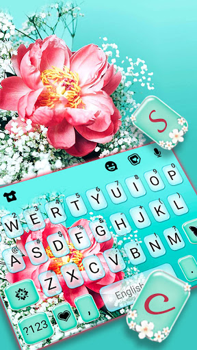 Android application Floral Cyan Keyboard Backgroun screenshort