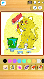 Glitter Cat Coloring : Doodle