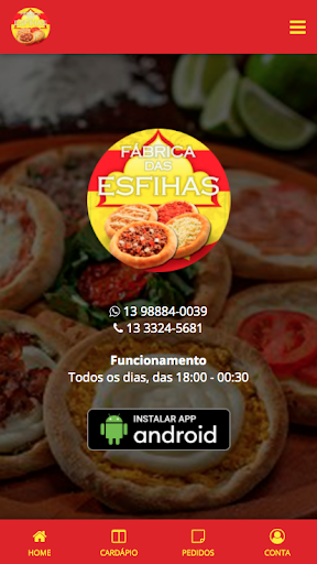 Android application Fabrica das Esfihas screenshort