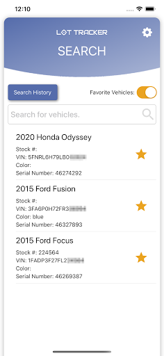 Lot Tracker Screen 2