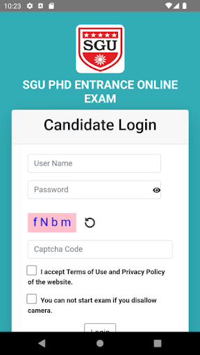Android application SGU PhD Entrance Exam screenshort