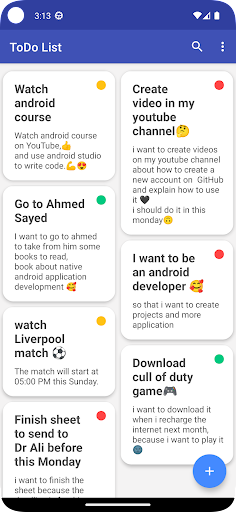 Android application ToDo screenshort