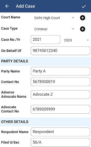 Lawyer Diary Screen 2
