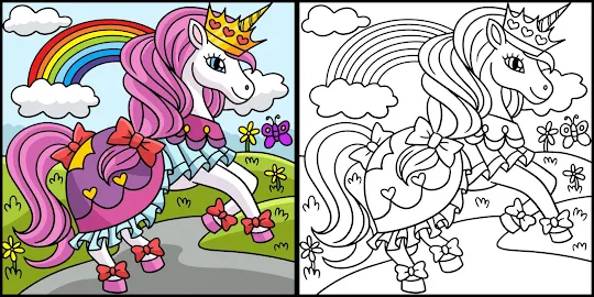 Coloring unicorn budge
