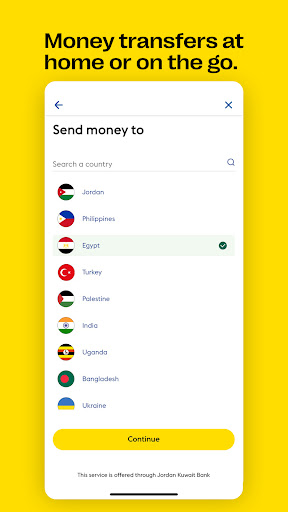 Android application Western Union Send Money JO screenshort