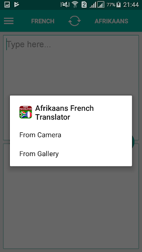 Afrikaans French Translator Screen 3