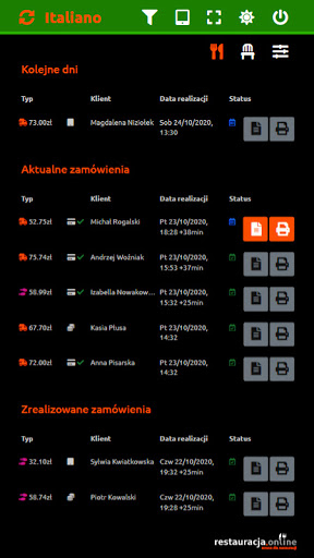 Restauracja.online aktiv panel