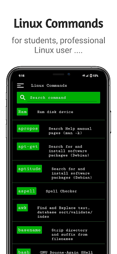 Android application Linux Commands screenshort