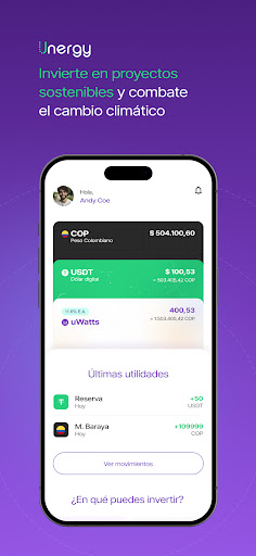 Android application Unergy screenshort