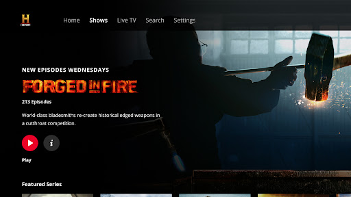 Screenshot of HISTORY: Shows & Documentaries