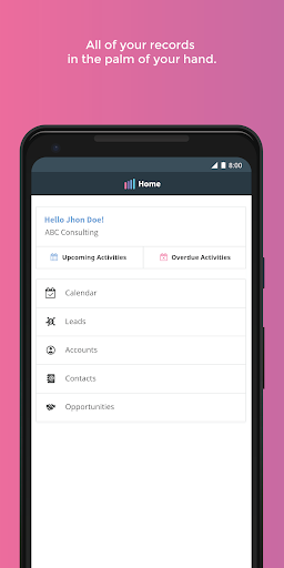 Android application Amped CRM and Sales Insights screenshort