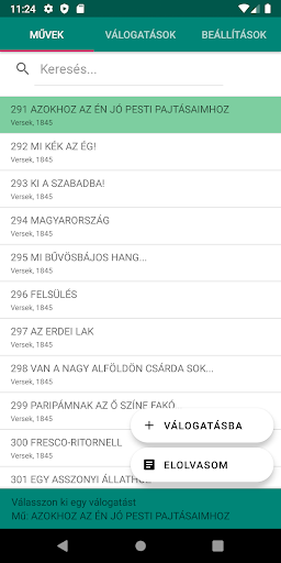 Android application Petőfi Sándor összes screenshort