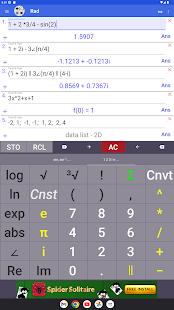 Captura de pantalla de la calculadora de números complejos