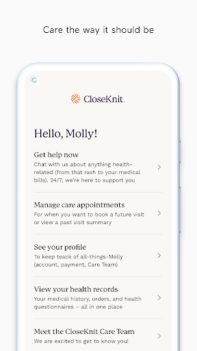 Android application CloseKnit Primary Care screenshort