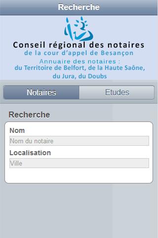 Android application Annuaire notaires Besançon screenshort