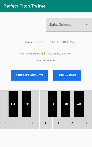 Android application Perfect Pitch Trainer screenshort