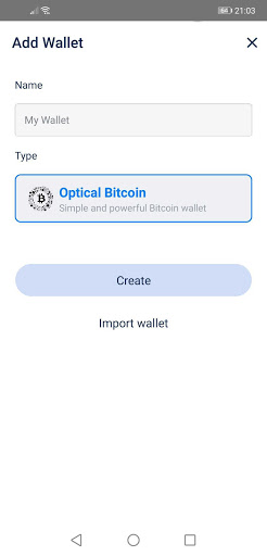 oBTC Wallet Screen 2