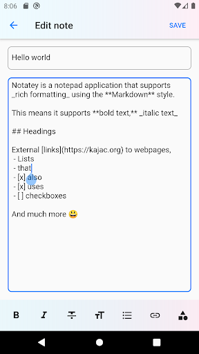 Notatey - Markdown notepad Screen 3