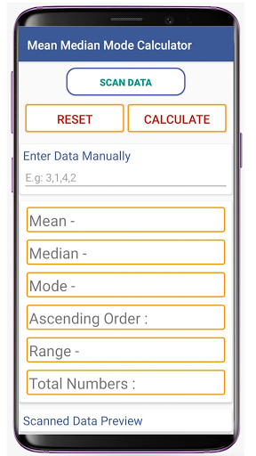 Mean Median Mode Calculator - Scan Data - App